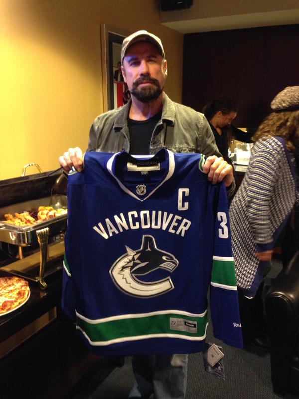 Canucks's tweet photo. Can ya dig it? John Travolta is in the building tonight → http://t.co/xVgms1Qycr http://t.co/NGDvhQHs0c