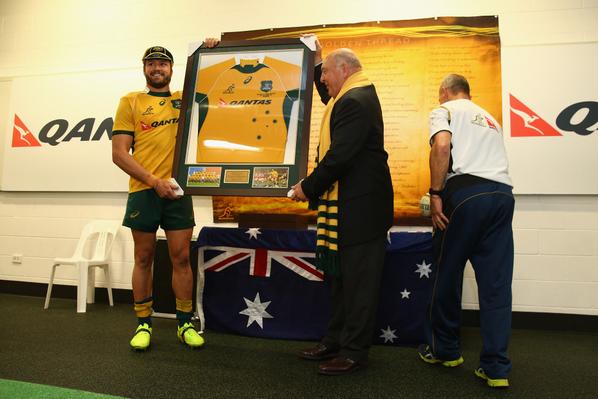 wallabies's tweet photo. Congrats again to @AdamCoopy on playing in his 100th Test for #Wallabies. What a fantastic achievement #Swoop100 http://t.co/kegCiP1wuf