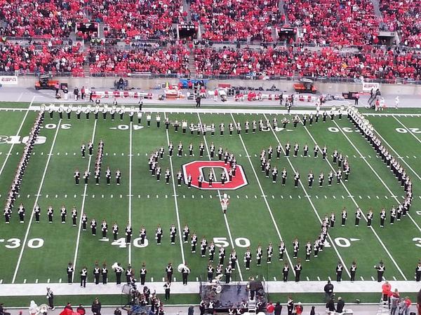 lbarlage's tweet photo. The great Ohio State University marching band honored Extension at halftime today. #Ext100years #ohiostateextension http://t.co/kEt5iu5oHE