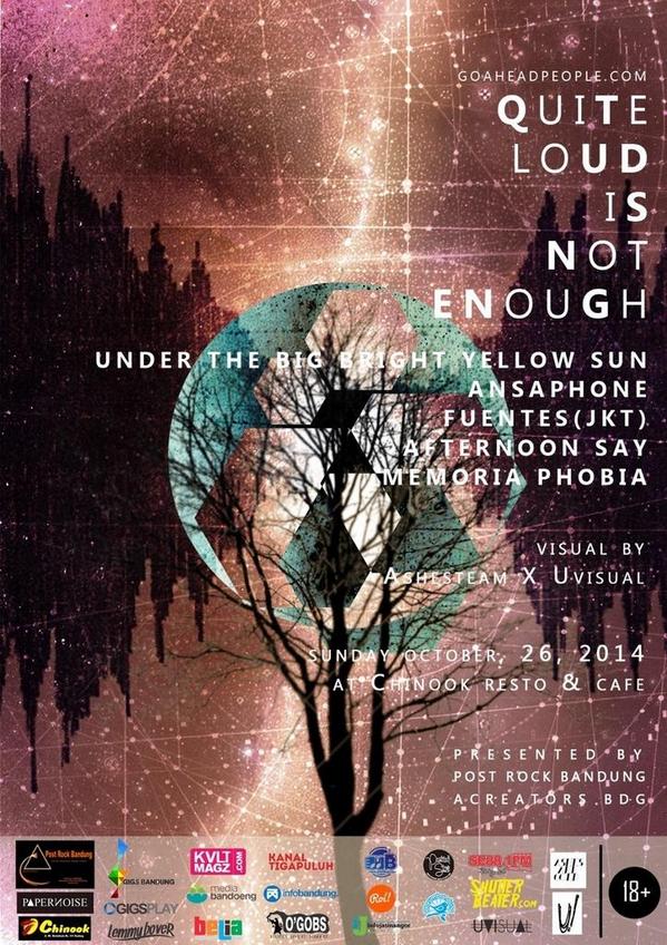 26 Oct: Quite Loud Is Not Enough |Chinook Cafe, 6pm | UTBBYS, Ansaphone, MemoriaPhobia, Fuentes, AfternoonSay |Free!