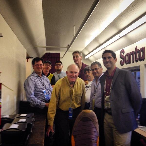 KelleyLCox's tweet photo. Last game at Buck Shaw! #PressBoxCrew #quakes74 #birthdaymonth http://t.co/WSjWrZbw1U