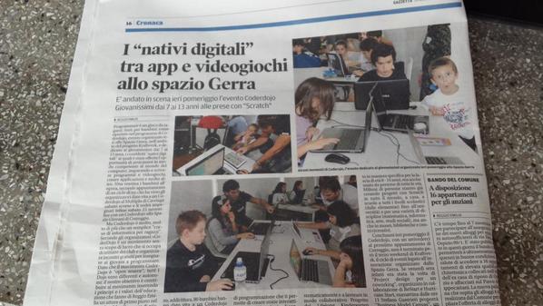 DiegoGrisanti's tweet image. Nativi digitali,  grazie a @montanarovic e @gazzettaReggioE #ReggioEmilia #coderdojore