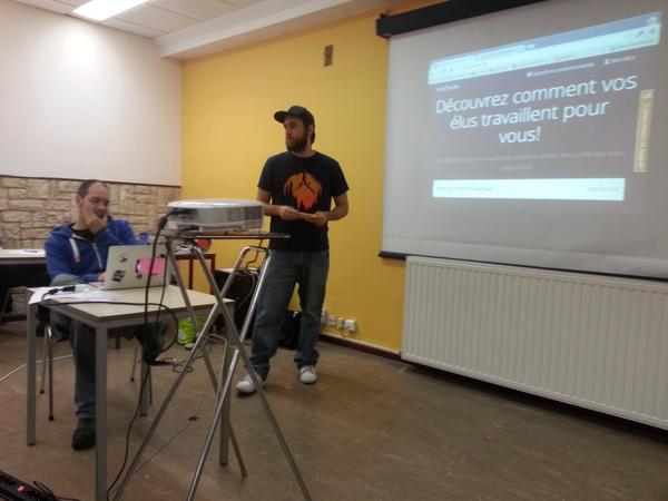 HackathonWeGov's tweet photo. NosElus' Demo => track activity of members of the parliaments in Brussels and Belgium #HackaBXL http://t.co/gpvoAON59W