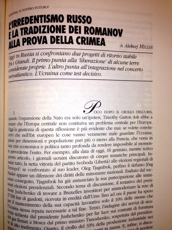 StefanoAndriano's tweet photo. Ho sfogliato un vecchio Limes (3/2009 - Eurussia il nostro futuro). #profetici @limesonline http://t.co/IubpivHjDH