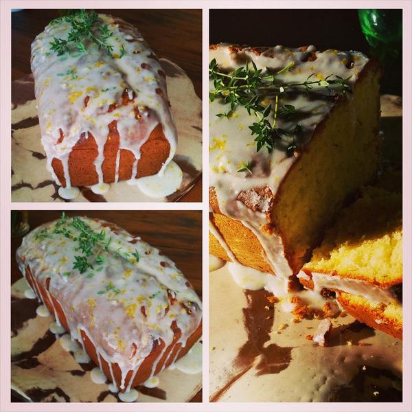 brazenlysublyme's tweet photo. @yuppiechef Lemon and Thyme yoghurt cake - fluffy sponge and delicious subtle flavour. Loving the #ycbakingchallenge http://t.co/9ETh2Ad7gf