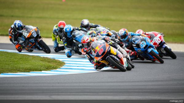 MotoGP's tweet photo. #Moto3 @jackmilleraus rode brilliantly from eighth on the grid to cross the line 1st http://t.co/iUcZ4gLaWl http://t.co/llGtv0aObw