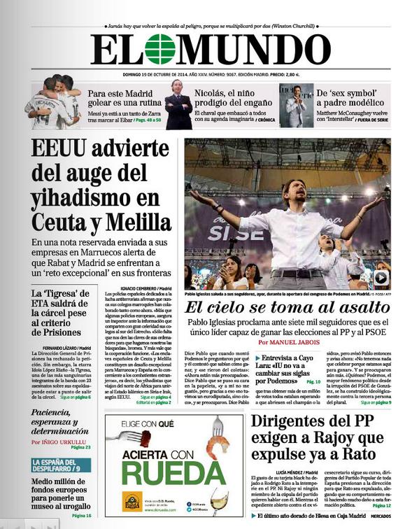 elmundoes's tweet photo. #LaPortada 'Jamás hay que volver la espalda al peligro, porque se multiplicará por dos'(Winston Churchill) #25ElMundo http://t.co/RW0JVoN4U7