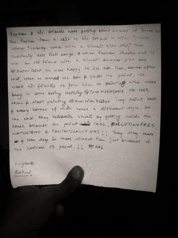 iamrahul94's tweet image. @DuluxIndia
#TenSecStory
Story prepared!!
Dont look at mah writing!! I m disaster
But look at the effort!! #Rply