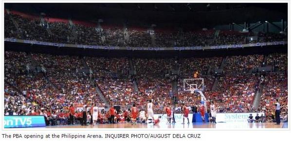 inquirersports's tweet photo. More than 50,000 jam PH Arena for #PBA opener http://t.co/JFnIlOWXYW | @BLozadaINQ #basketball http://t.co/bQ9Xm9PoW6