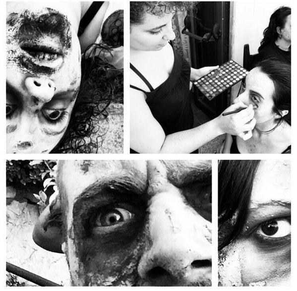 OuhDo's tweet photo. Tot preparat per Halloween! Primers assajos i prova de maquillatge. Encara no tens la teva entrada? #ZombieBiohazard http://t.co/fo4ODpNgTG