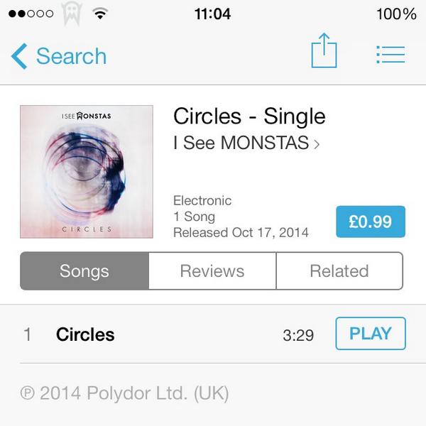 ISeeMONSTAS's tweet photo. You can now get your copy of Circles on iTunes 👍🔊 http://t.co/Kdhqwas8Xb