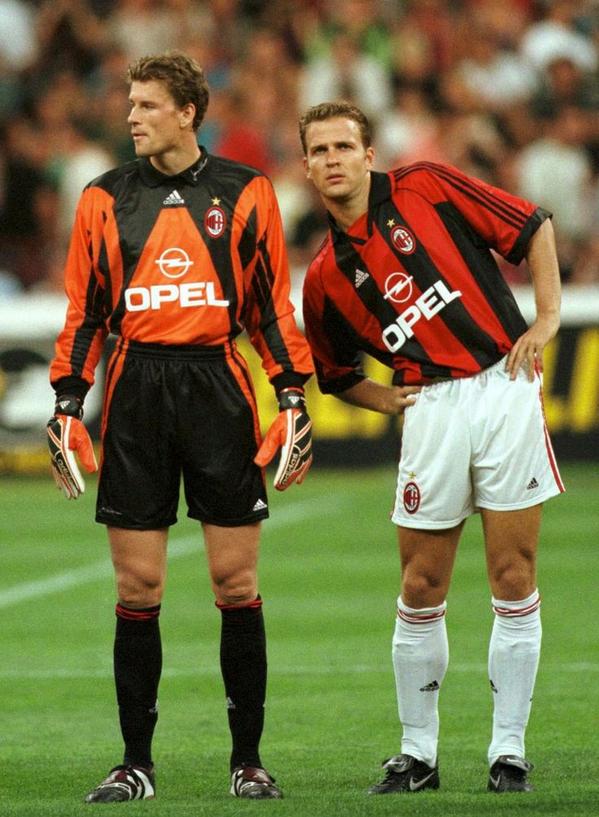90sfootball's tweet photo. Jens Lehmann and Oliver Bierhoff at AC Milan http://t.co/fNNb8134Da