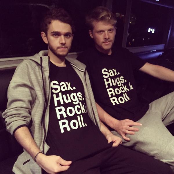 Zedd's tweet photo. Sax, Hugs and Rock &amp; Roll. http://t.co/7egsA16Kn5