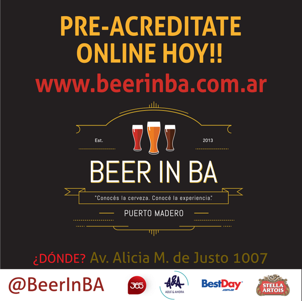 BeerInBA's tweet photo. ¿Todavía no te pre-acreditaste para el evento? Ingresá en http://t.co/9NH3BRepZE y reservá tu lugar! #BeerInBa http://t.co/YHZj2ORMde