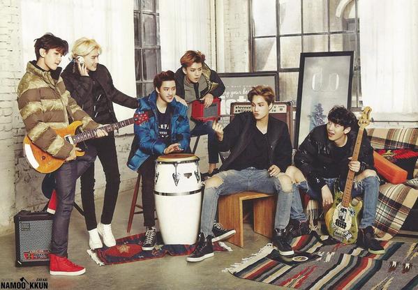 Suho015's tweet photo. [SCAN] 141017 #EXOK para la revista Vogue Girl en su edición de noviembre. http://t.co/a14cTWPY8t