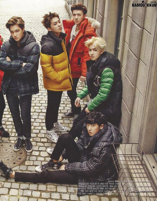 Suho015's tweet photo. [SCAN] 141017 #Kai, #Xiumin, #Sehun, #Suho y #Chanyeol para la revista Vogue Girl en su edición de ☺ http://t.co/dFqoxBLEUU