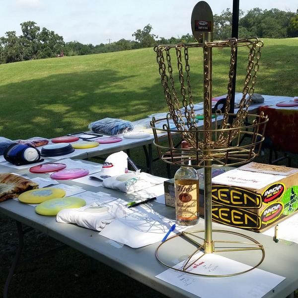 WaterlooDGC's tweet image. Lots of silent auction items at the 37th Waterloo Disc Golf Classic for @RMHCAustin Ronald McDonald House charity