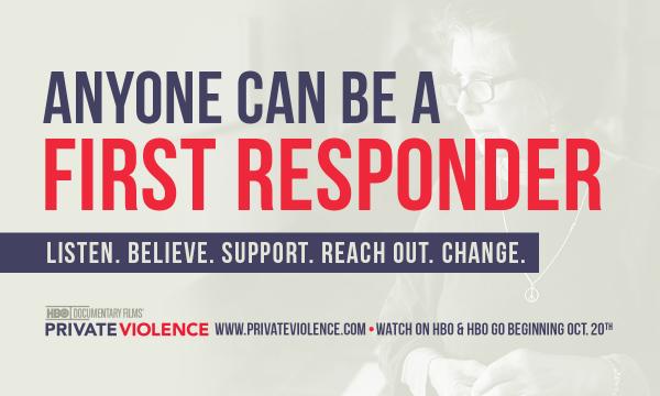 PrivateViolence's tweet photo. Listen. Believe. Support. Reach out. Change.You have the power to respond. #ENDPrivateViolence Watch #HBO Oct 20, 9pm http://t.co/mZQwb9kTOY