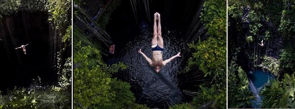 En la selva de Yucatán, en los cenotes, se ha celebrado el Red Bull Cliff Diving.
Las fotos son flipantes!!!!