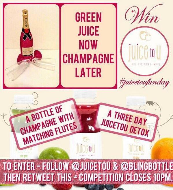 BlingBottle's tweet image. 10 MINS TO GO 

Follow and RT 

@BlingBottle @juicetou 

#win #champagne