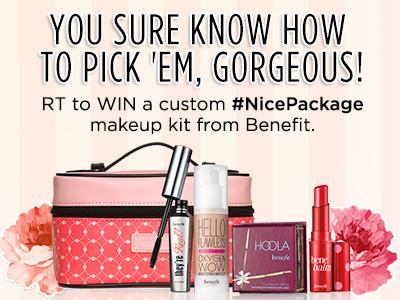 BenefitBeauty's tweet photo. What a #NicePackage you have, gorgeous! RT to WIN a custom makeup kit from @BenefitBeauty: http://t.co/syvzdYcCIB http://t.co/6dVU4h8hCF