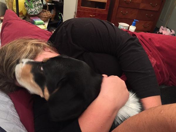 TerryTpage76's tweet photo. This is what happens when you spoil your dog and your wife. #needabiggerbed #noroomfordaddy http://t.co/vH8rpoh3gH