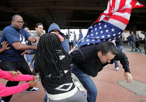 Blacks with Fuck the Police shirts attack fans at Rams game