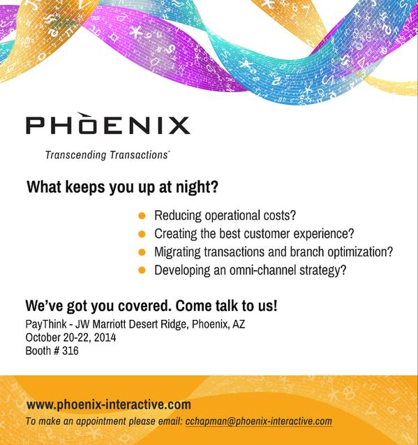 Phoenix_Inc's tweet photo. 1 day until #PayThink Forum – we can’t wait! We will be there to engage and share! Stop by and see us at Booth 316. http://t.co/7diYYoXLg8