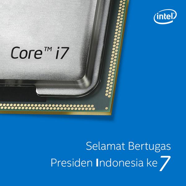 Intel_Indonesia's tweet photo. Waktunya upgrade bangsa ini. Dgn processor terbaik Intel, jadikan performa kerja jd lebih optimal #PresidenJokowi http://t.co/9EVUgca7wh