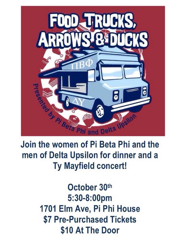 RachelleLeeanne's tweet image. If you love food trucks and Ty Mayfield you should come to Food Trucks, Arrows &amp;amp; Ducks. Buy tickets from me, plz 😋