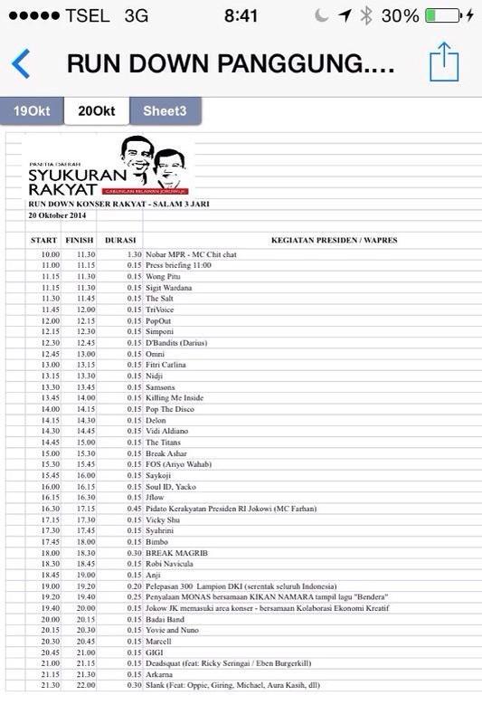 Rundown Pesta Rakyat @jokowi_do2 . <a href="/robinavicula/">Gede Robi Supriyanto</a> dapat main pas habis mahgrib