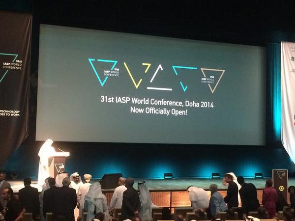 NabilAlNashar's tweet photo. The #IASPdoha #IASP2014 conference is now officially open! May the next few days be full of innovation #Doha #Qatar http://t.co/3mwlV21c4s