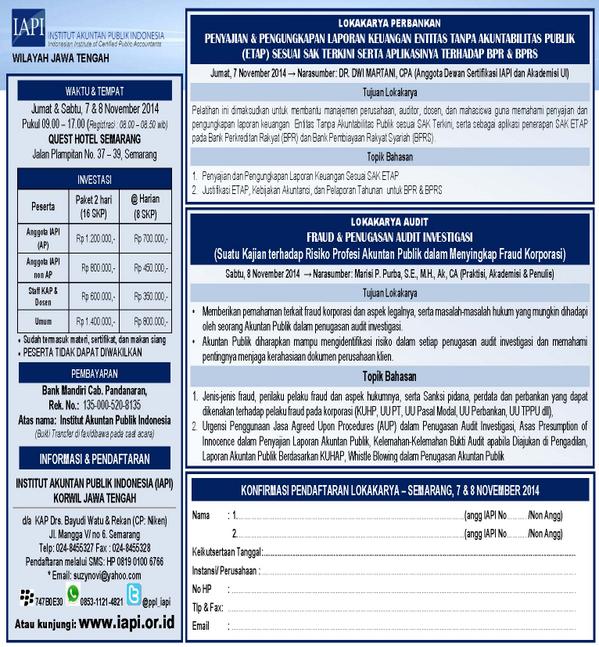 ppl_iapi's tweet image. Penyajian&amp;amp;Pengungkapan Lap.Keu ETAP sesuai SAK Terkini serta Aplikasinya terhadap BPR&amp;amp;BPRS. Semarang, 7-8 Nov'14.