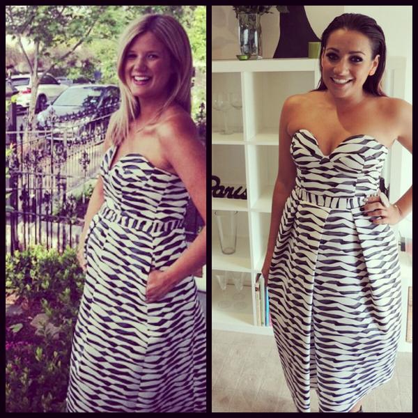 HitNetworkAUS's tweet image. At the #ACRAs2014 (Radio Awards) Maz spotted the identical dress on a lady who's 6 months pregnant. 😕