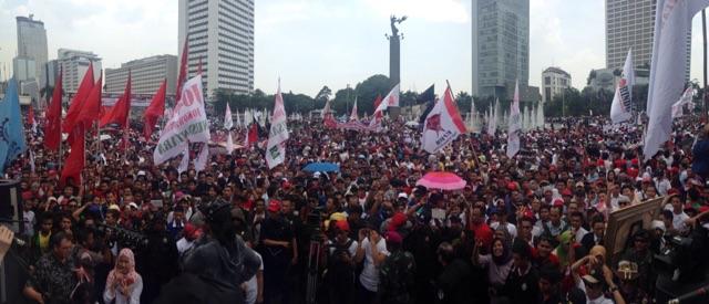 Suasana Syukuran Rakyat di Bundaran HI Jakarta