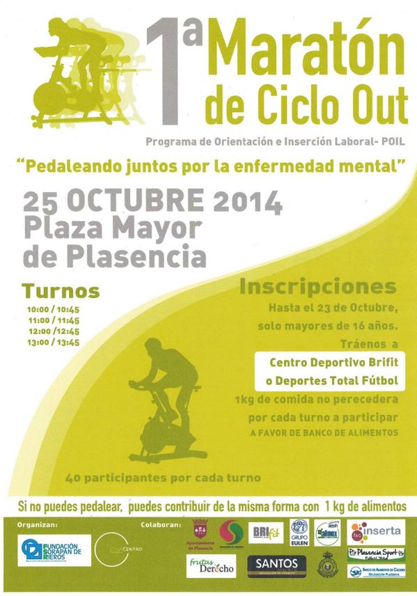 I Maratón de Ciclo Out 25/10 en #Plasencia "Peleando juntos por la enfermedad mental" +info en deporteplasencia.com