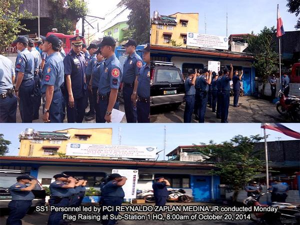 SS1 Personnel led by PCI REYNALDO  ZAPLAN MEDINA JT conducted Monday Flag Raising at SS1 HQ, 8:00 am October 20, 2014