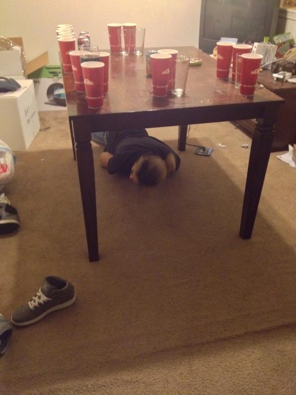 RebelSurrender's tweet photo. haha @dev_demonstar77 I know what you were doing. how did the carpet taste when you went after the ping pong ball? http://t.co/RLmBkpsLo9