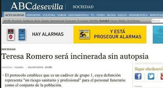 dbravo's tweet photo. Ahora que no hay rastro de ébola en la sangre de Teresa, es hora de plantear si hay rastro de periodismo en la de ABC http://t.co/YfqOzn7yF8