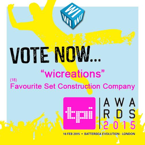 wicreations's tweet photo. TPi Awards 2015

VOTE NOW...

18. Favourite Set Construction Company: "wicreations"
 
http://t.co/X42oFq255c http://t.co/sCUMEx7Q23