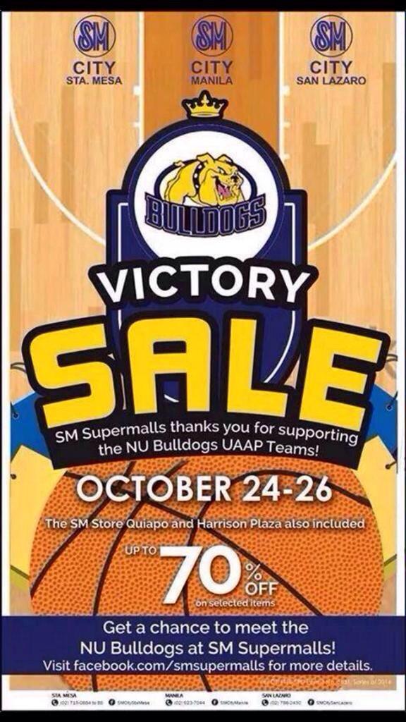 _NUBulldogs's tweet photo. "@oemor_lenoroc: #smsupersale #smstamesa smmanila #smsamlazaro #hanssy #henrysy oct24-26 @_NUBulldogs @forumNU http://t.co/SZxipiJwYS"