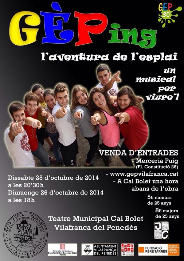 Aquest dissabte 25 "Gèping, l'aventura de l'esplai" a #Vilafranca del #Penedès amb <a href="/GEPVilafranca/">GEP Vilafranca</a>