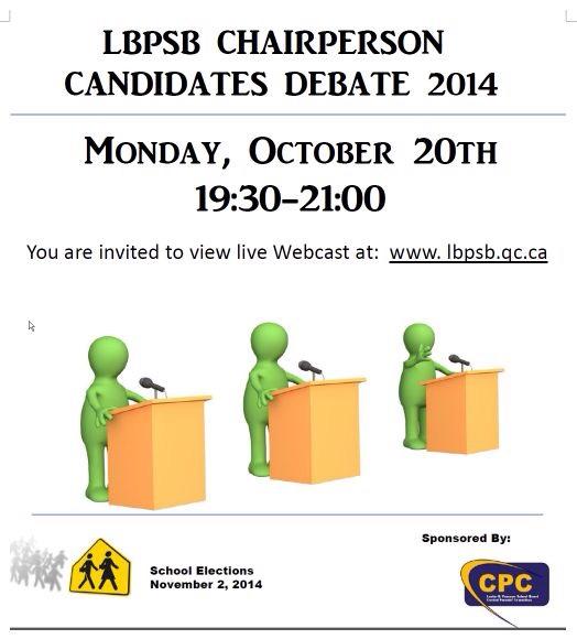 #lbpsb chairperson candidates debate on this evening.  Watch live at lbpsb.qc.ca starting at 19:30