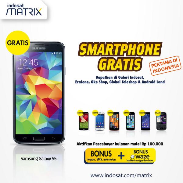 indosatim3's tweet photo. Mau ganti Smartphone baru GRATIS? Dtg aja ke Galeri Indosat terdekat &amp; aktifkan paket pascabayar #MatrixSuperPlan http://t.co/vEZYgIZyLs