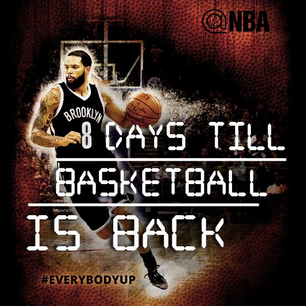 NBA's tweet photo. #EverybodyUp.... the 2014-15 NBA season tips off in 8 days! http://t.co/ynByF42DIC