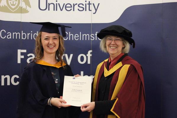 Lydia Goodwill BSc (Hons) winner of the BPS undergraduate prize and Dr Rachel Cook the Head of Psychology