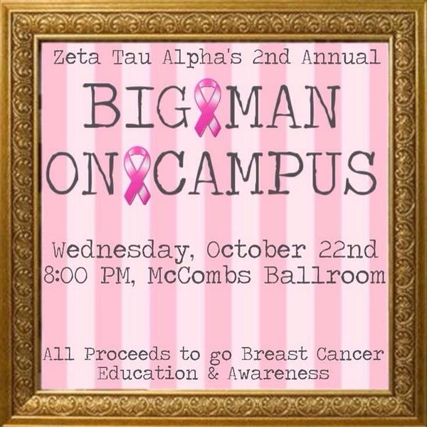 LambdaZTA's tweet photo. BIG MAN ON CAMPUS IS THIS WEDNESDAY!!! All proceeds go to Breast Cancer Awareness &amp; Education! #ztaBMOC2014 http://t.co/9XmlFIgmiH
