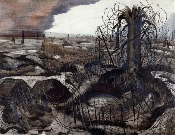 artistwar's tweet image. Wire by Paul Nash (1918)  #ww1