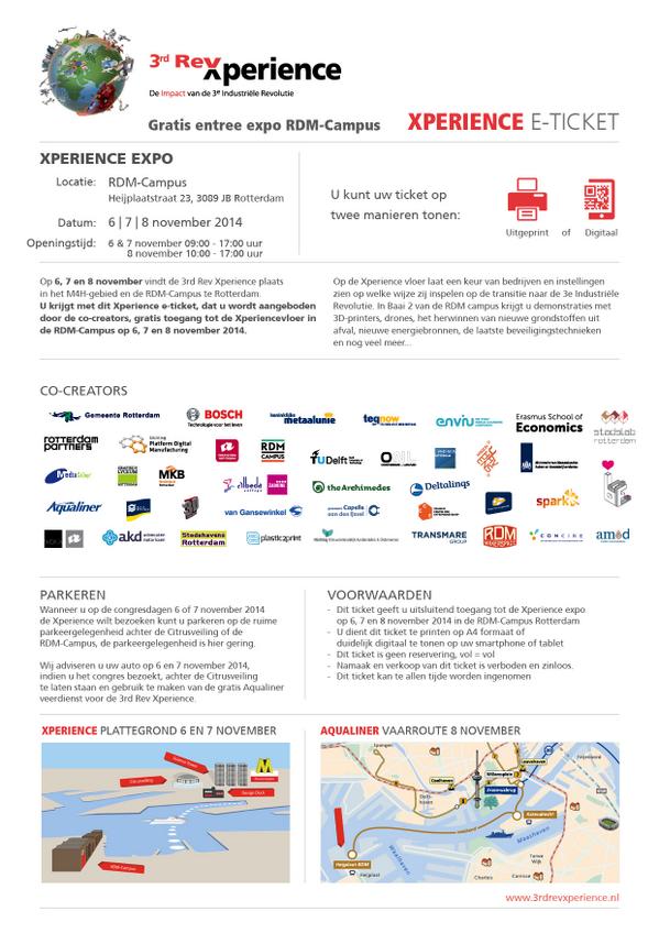 3rdRevXperience's tweet image. Speciale volgersactie: Gratis entree Xperience Expo op de RDM-Campus op 6, 7 en 8 nov. op vertoon van dit e-ticket!