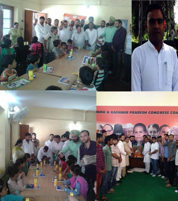 PYC_JandK's tweet photo. Celebrating birth anniversary of Late Sh. Rajiv Gandhi on 20/08/2014 by food items among orphan children at Jammu. http://t.co/Y9Nm3cZaRA